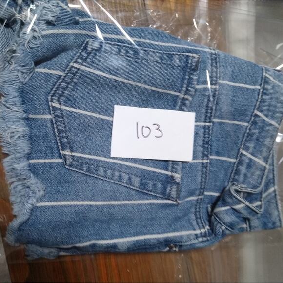 [J103] PACSUN High Rise Festival Striped Denim Cut Off Shorts - Picture 6 of 6